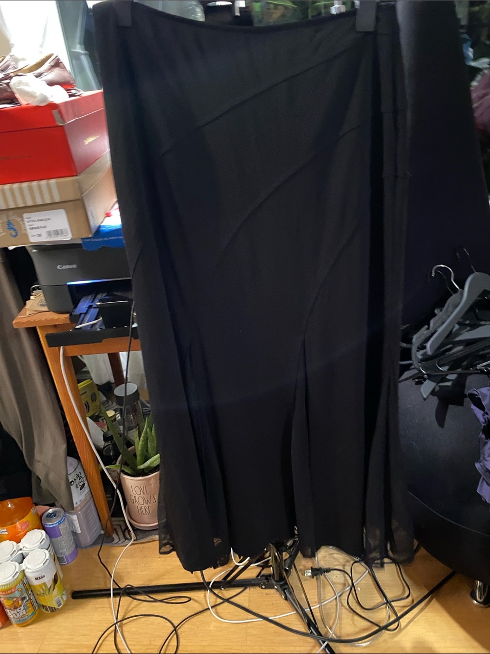 Black Maxi Skirt with Split Sheer Bottom - Picture 4 of 4